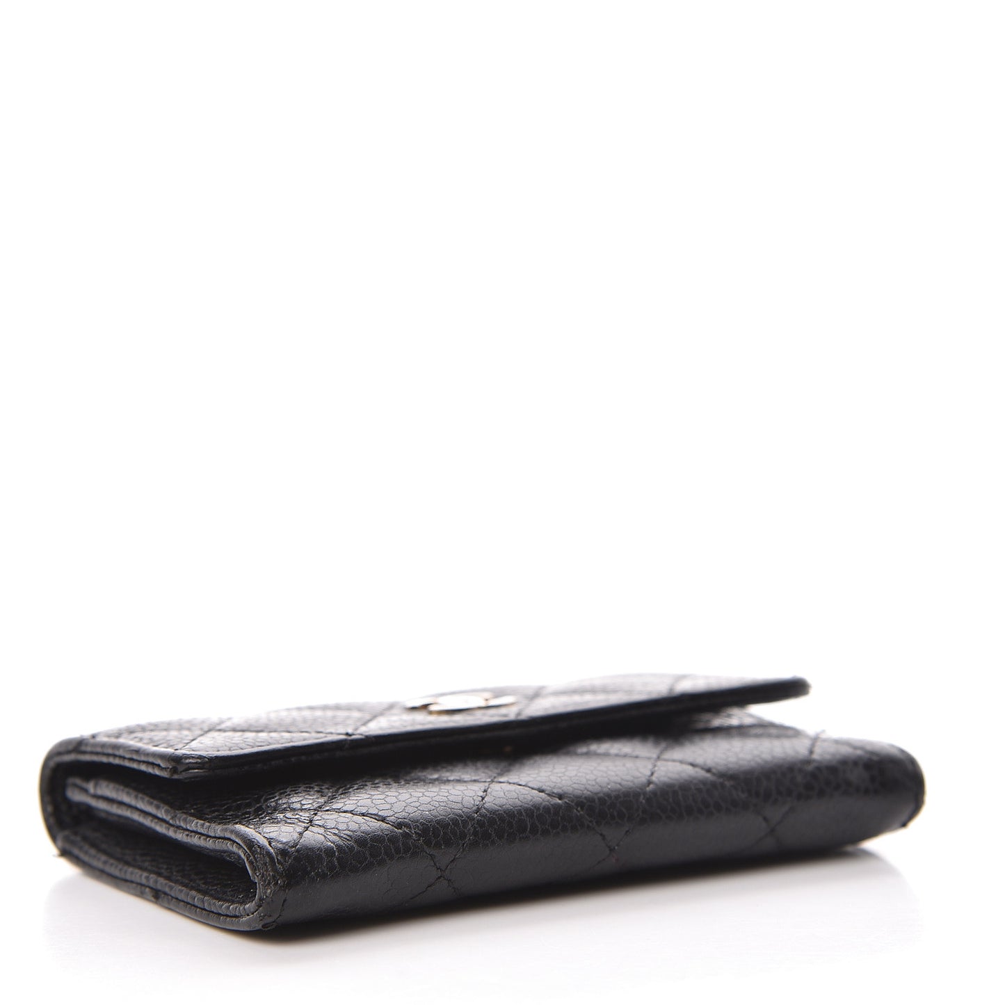 Caviar Quilted Flap Card Holder Black