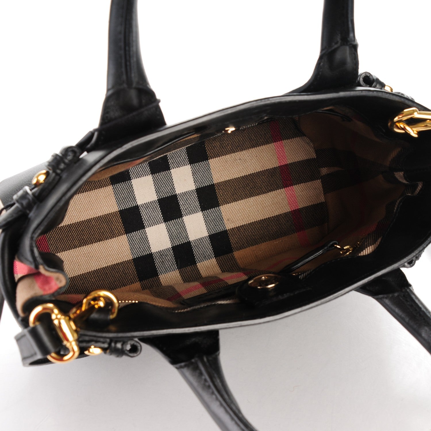 Burberry Calfskin House Check Small Banner Tote Black 5 of 8