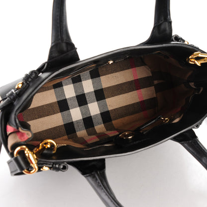 Burberry Calfskin House Check Small Banner Tote Black 5 of 8
