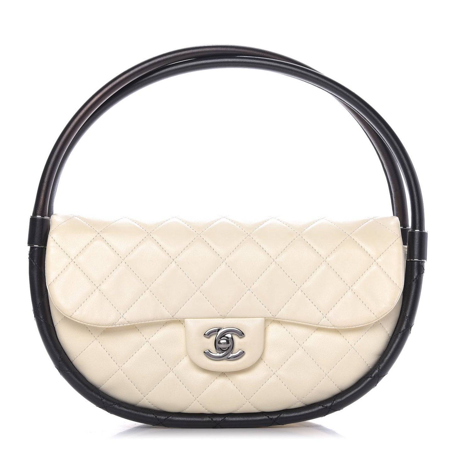 Quilted Lambskin Small Hula Hoop Flap Ivory