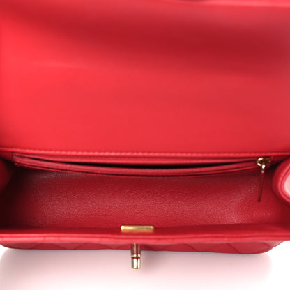 Chanel Lambskin Quilted Mini Top Handle Rectangular Flap Red 5 of 11