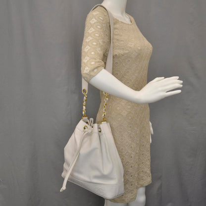 Chanel Caviar Drawstring Shoulder Bag White 2 of 10