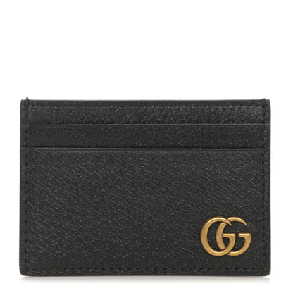 Gucci Calfskin Boar Effect GG Marmont Card Holder Money Clip Black 1 of 6