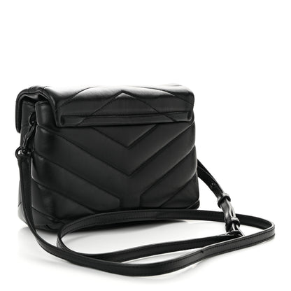 Saint Laurent Calfskin Y Quilted Monogram Monochrome Toy Loulou Crossbody Bag Black 3 of 12