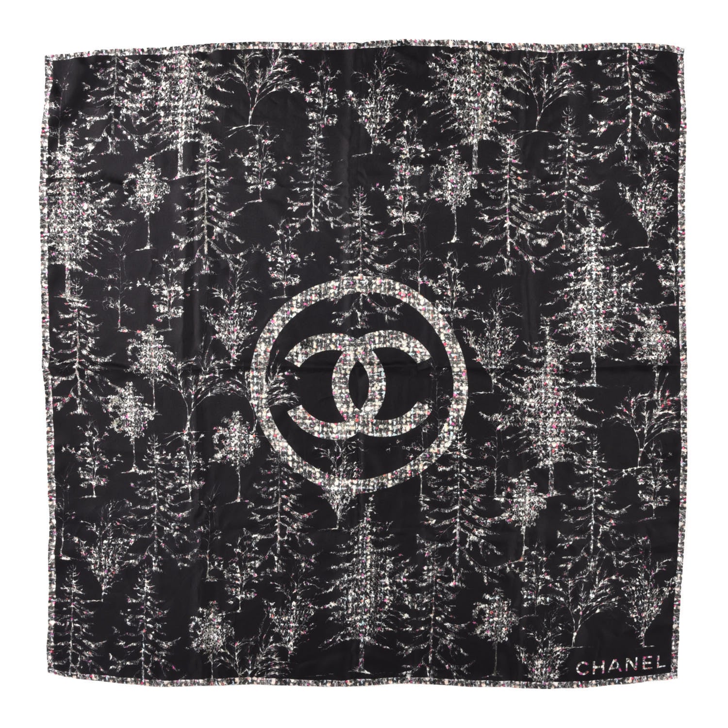 Chanel Silk Logo Square Scarf Black 1 of 4