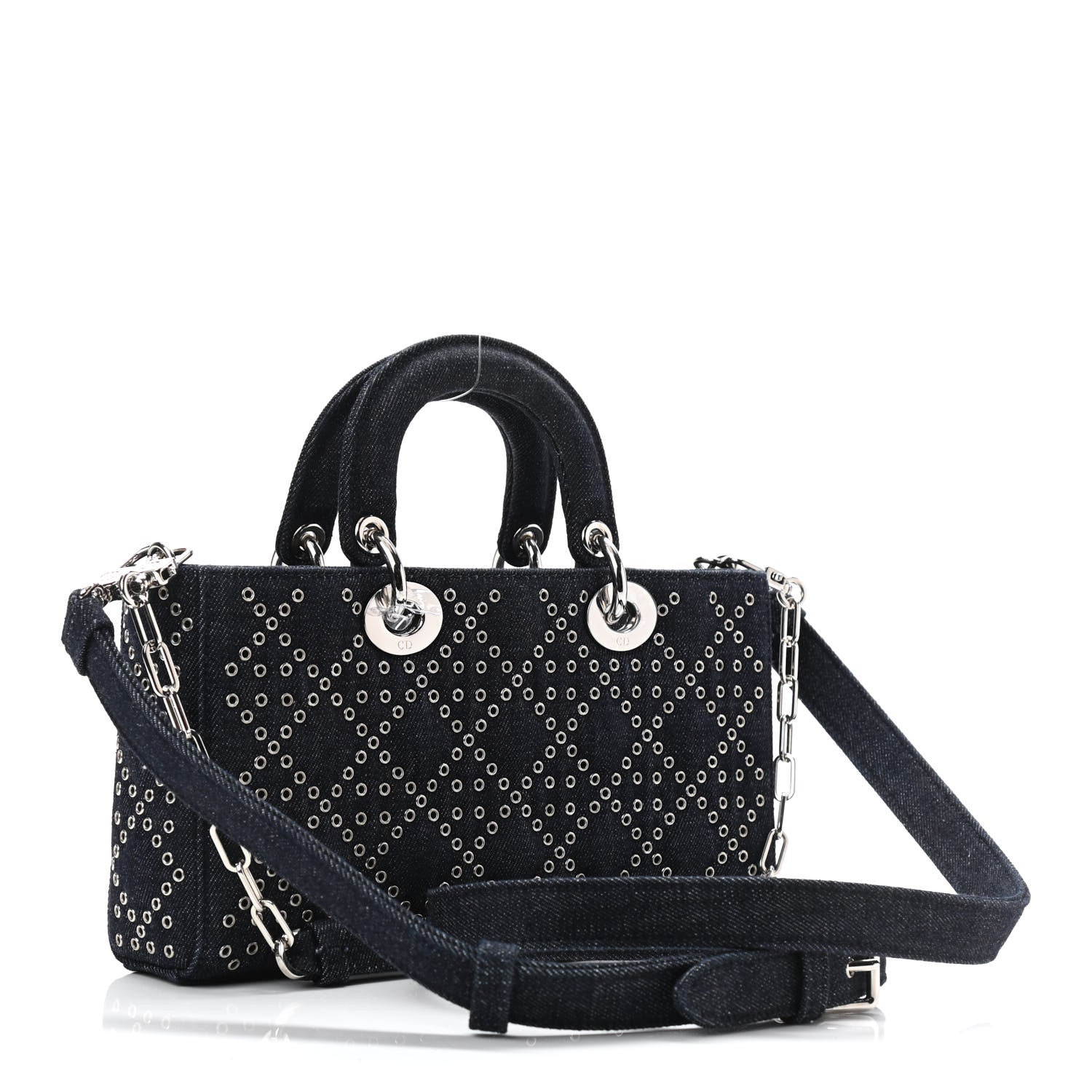Christian Dior Denim Eyelet Lady D-Joy Blue 3 of 10