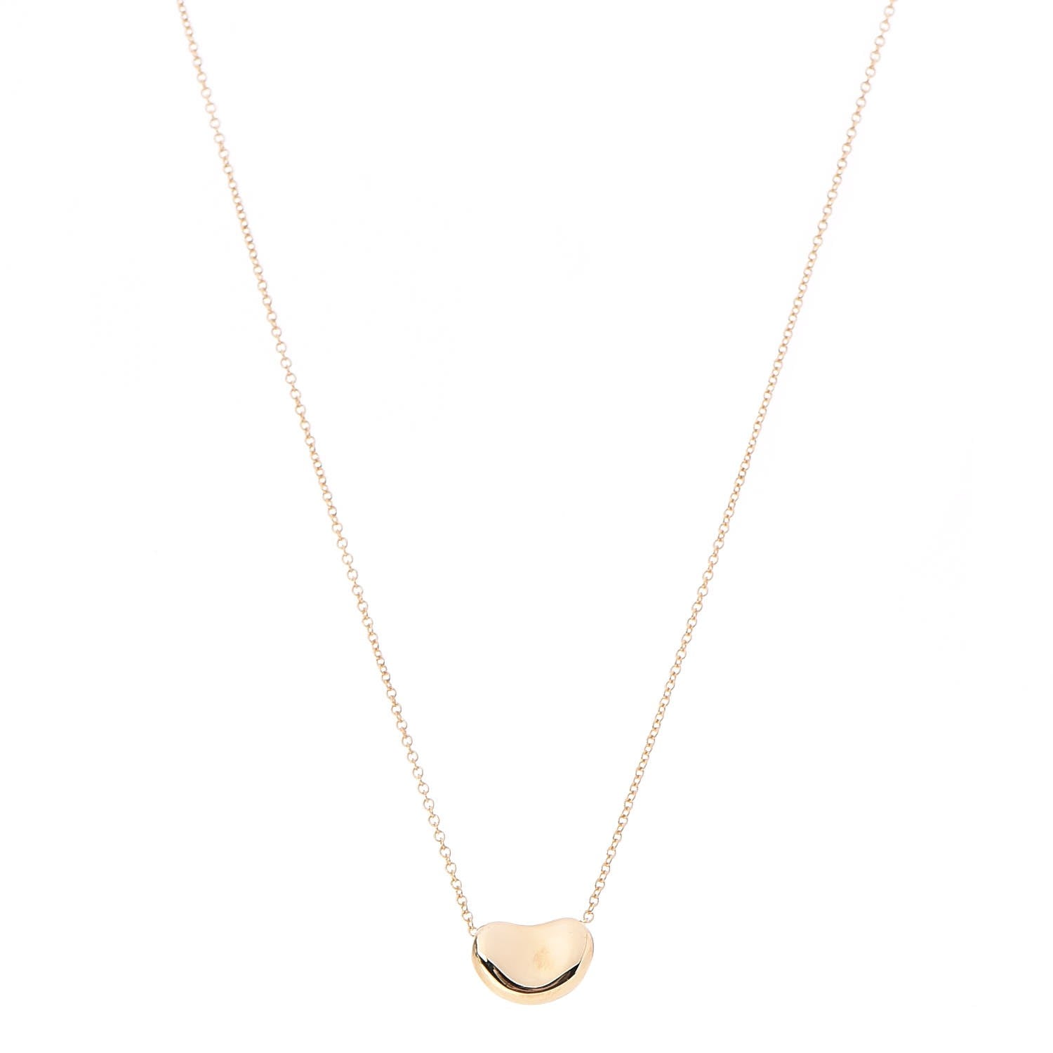 Tiffany 18K Yellow Gold 11mm Elsa Peretti Bean Pendant Necklace 1 of 9