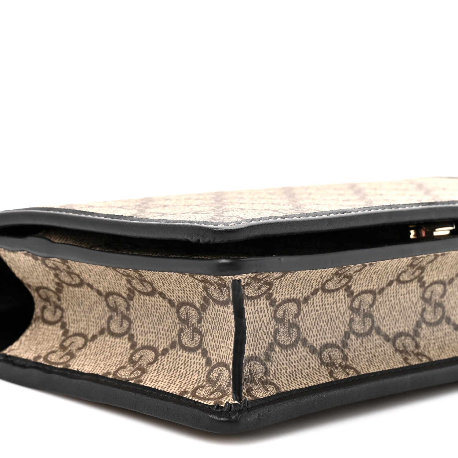 Gucci GG Emblem Monogram Wallet With Strap Beige Ebony Black 9 of 9