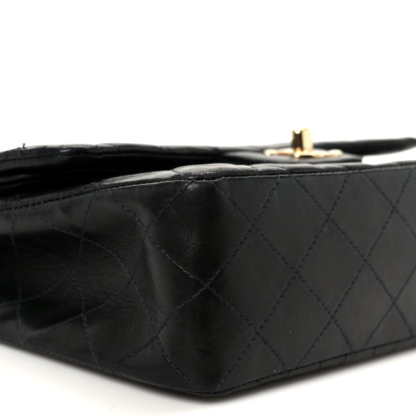 Lambskin Quilted Small Double Flap Black