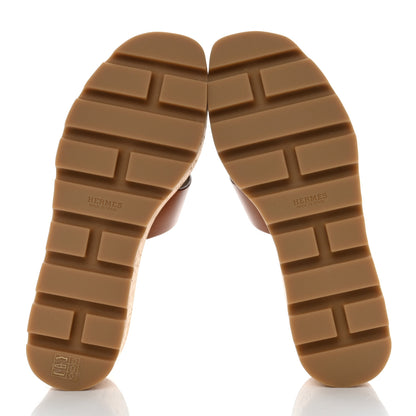 Hermes Calfskin Cork Eze 30 Sandals 36 Marron Glaise 5 of 9