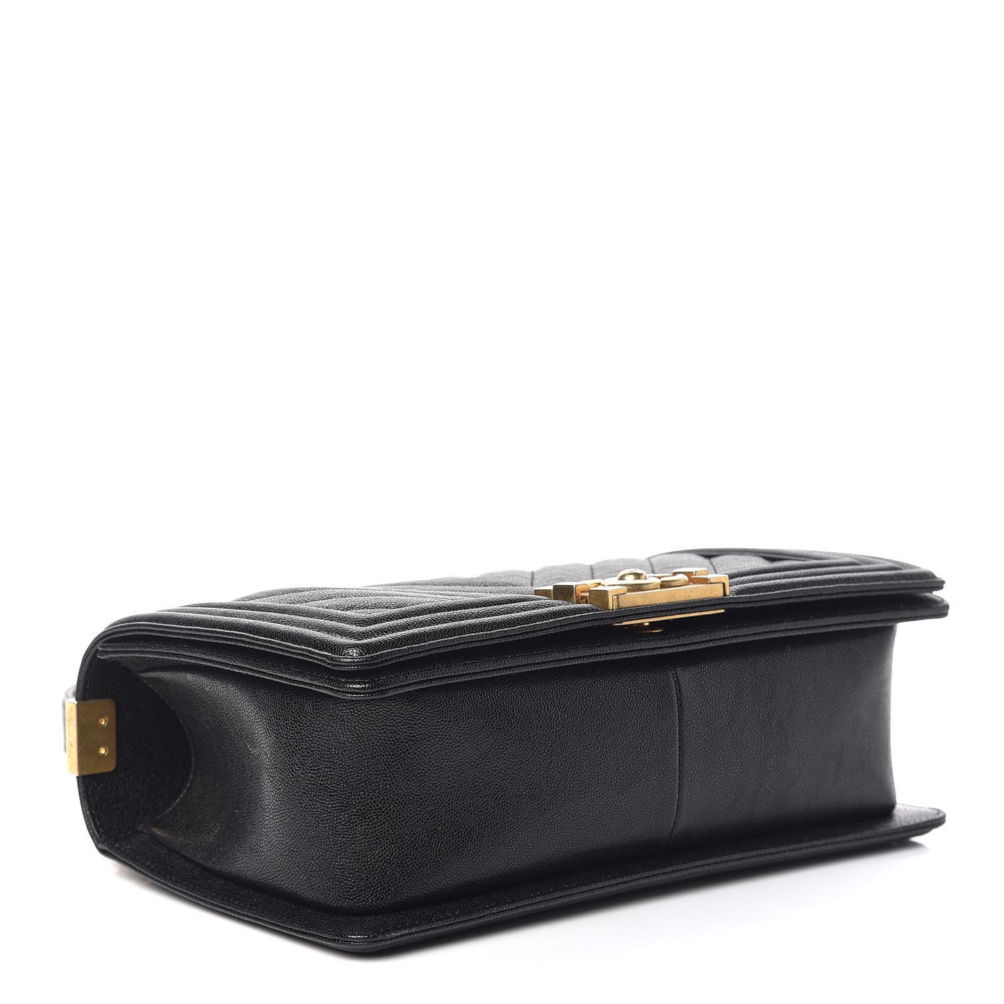 Caviar Chevron Quilted Medium Boy Flap Black