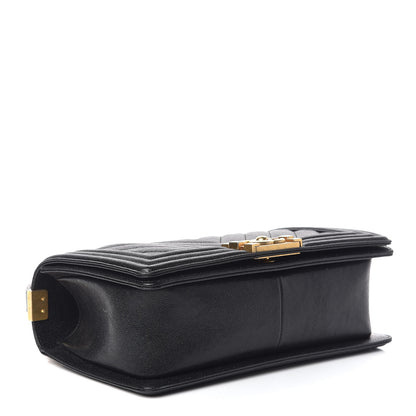 Chanel Caviar Chevron Quilted Medium Boy Flap Black 4 of 14