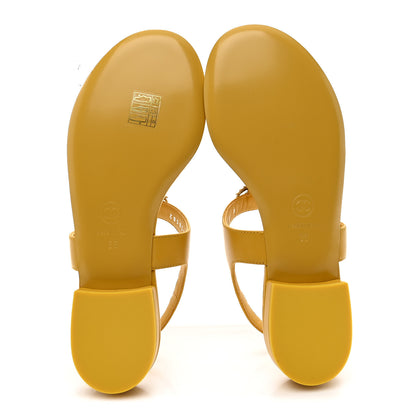 Chanel Lambskin CC Leaf Thong Sandals 36 Yellow 6 of 10