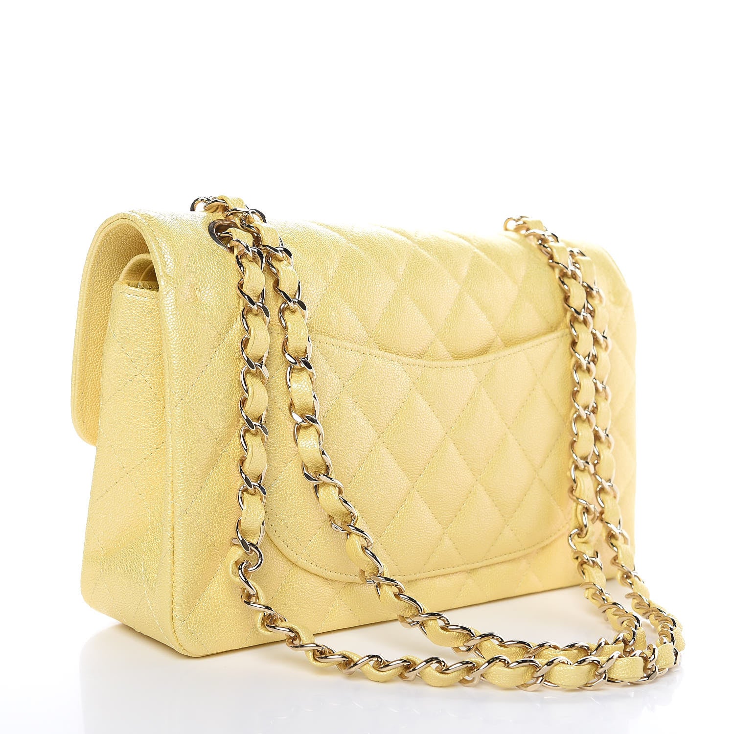 Chanel Iridescent Caviar Quilted Small Double Flap Yellow 3 of 10