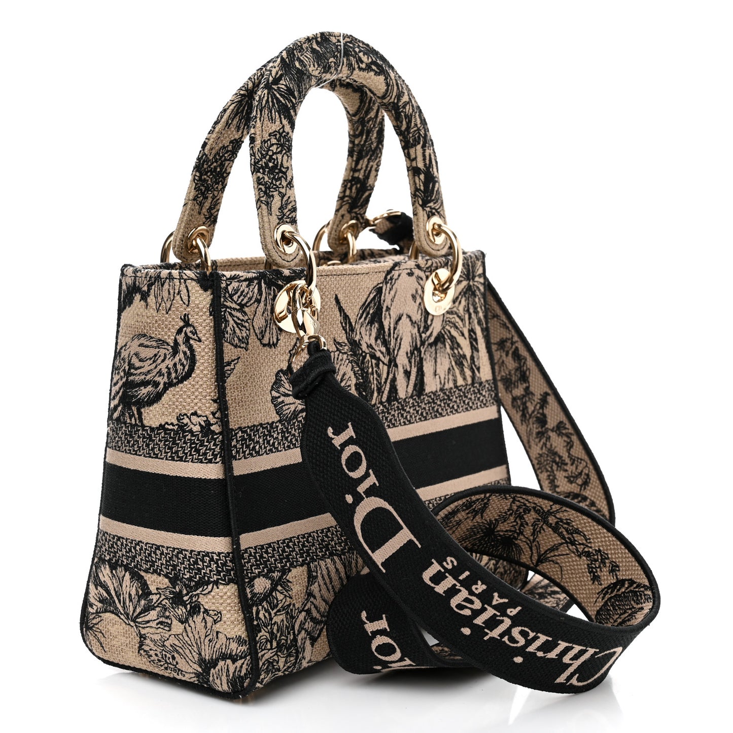 Toile de Jouy Voyage Embroidered Medium Lady D-Lite Beige Multicolor