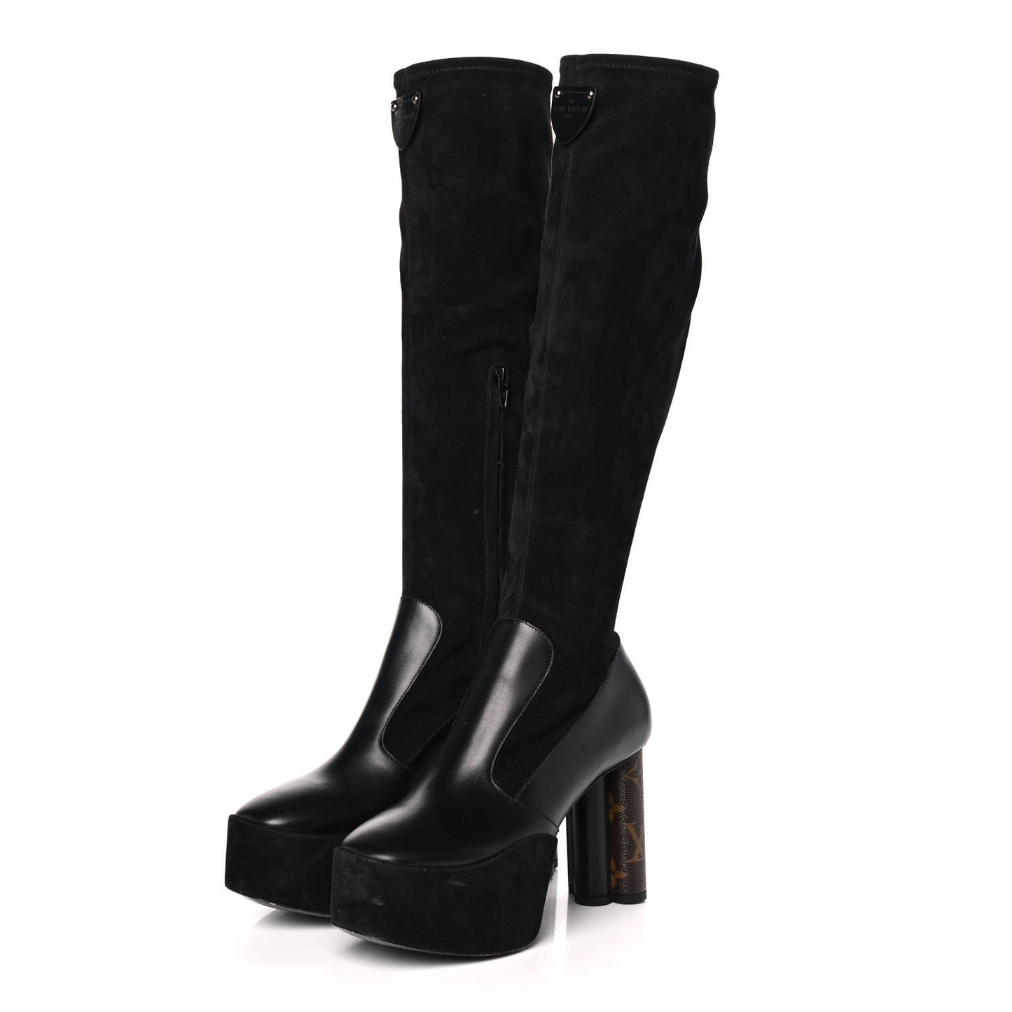 Suede Podium Platform High Boots 37 Black