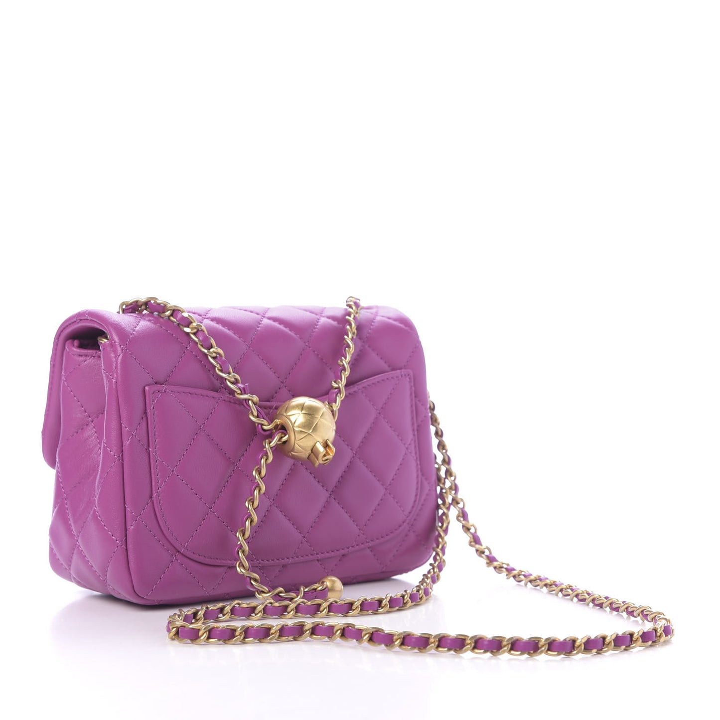 Lambskin Quilted Mini Pearl Crush Flap Violet