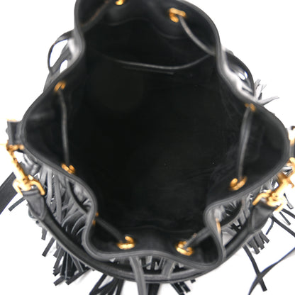 Saint Laurent Calfskin Small Emmanuelle Fringe Bucket Bag Black 5 of 11