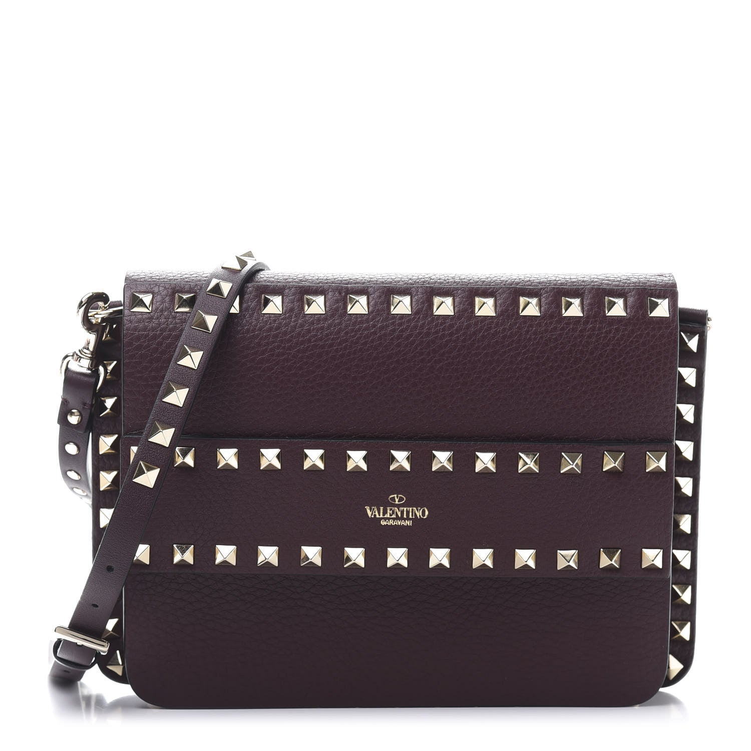 Valentino Garavani Pebbled Calfskin Rockstud Side Slip Crossbody Rubin 1 of 13