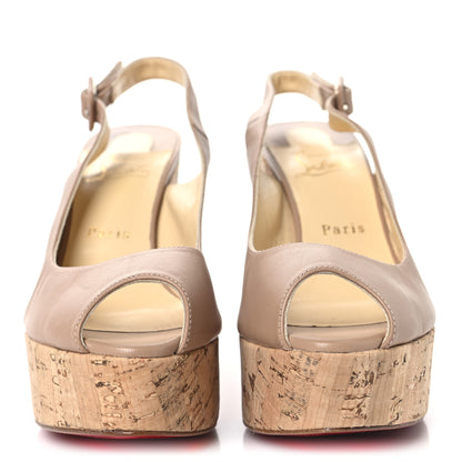 Christian Louboutin Calfskin Cork Dona Anna 120 Wedges 39 Nude Natural 3 of 8
