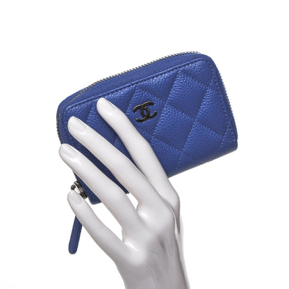 Chanel Caviar Quilted Zip Coin Purse Blue 2 of 7