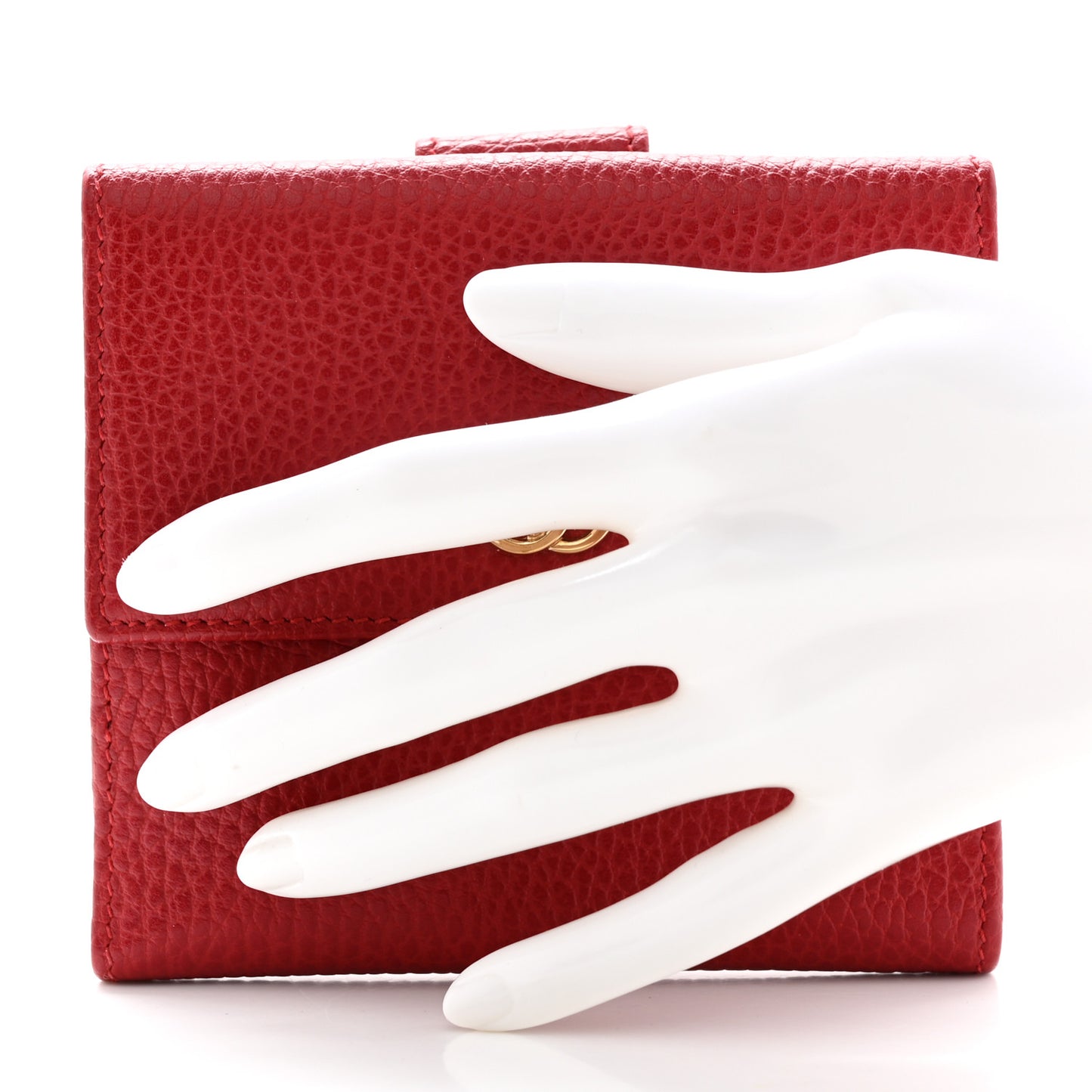 Dollar Calfskin Double G French Flap Wallet Hibiscus Red