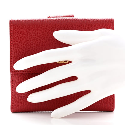 Gucci Dollar Calfskin Double G French Flap Wallet Hibiscus Red 2 of 9