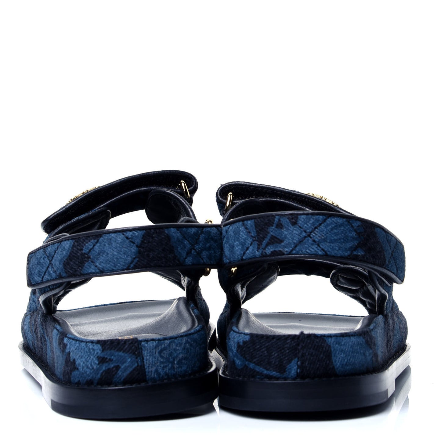 Denim Velcro Dad Sandals 37 Dark Grey Blue Black