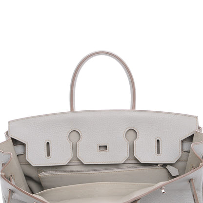 Hermes Taurillon Clemence Birkin 35 Gris Perle 9 of 25