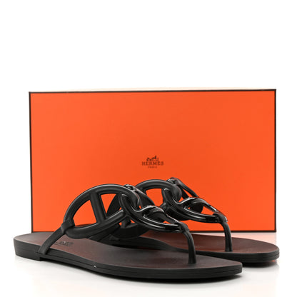 Hermes Rubber Womens Egerie Sandals 38 Black 9 of 9