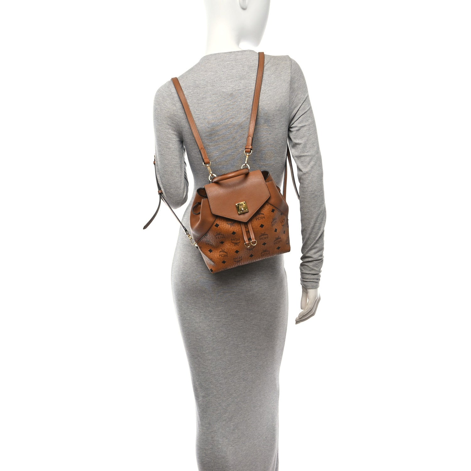 MCM Visetos Small Essential Backpack Cognac 2 of 14