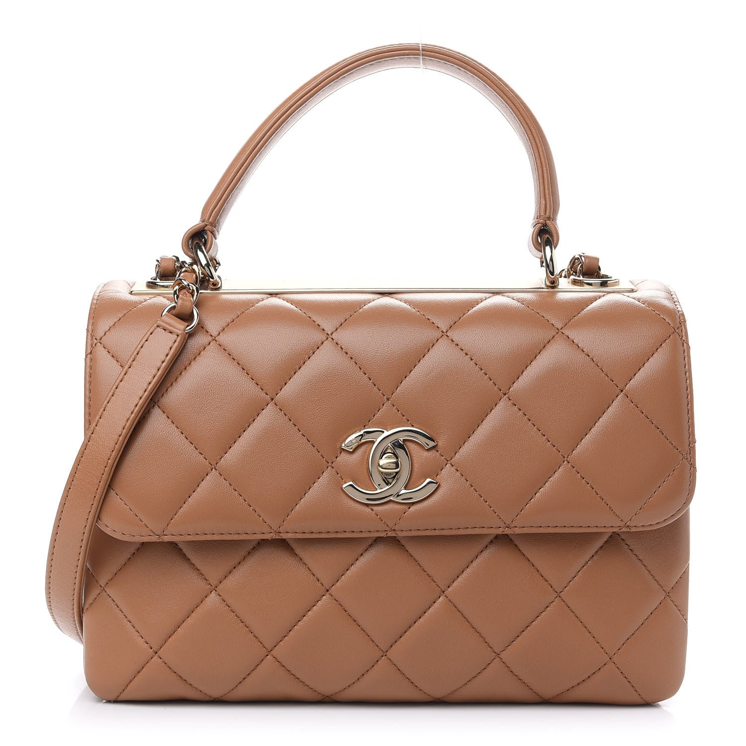 Chanel Lambskin Quilted Small Trendy CC Flap Dual Handle Bag Camel 1 of 9