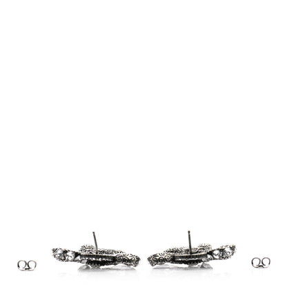 Gucci Metal Crystal Bow Earrings Silver 3 of 4