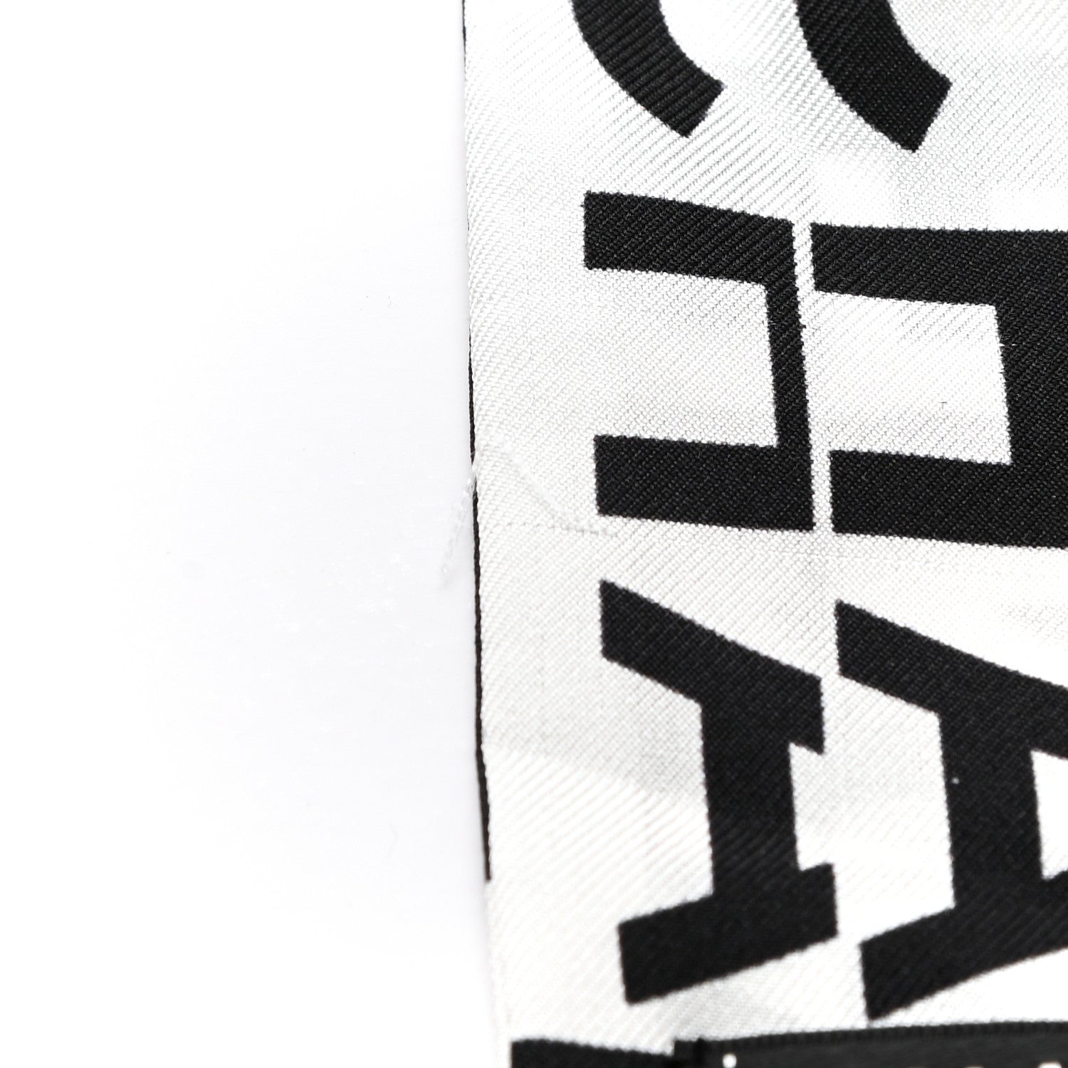 Chanel Silk Logo Slim Bandeau Scarf Black White 4 of 4