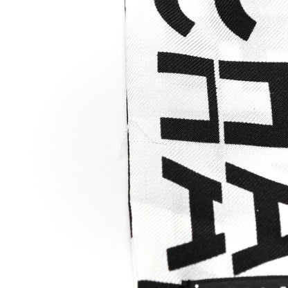 Chanel Silk Logo Slim Bandeau Scarf Black White 4 of 4