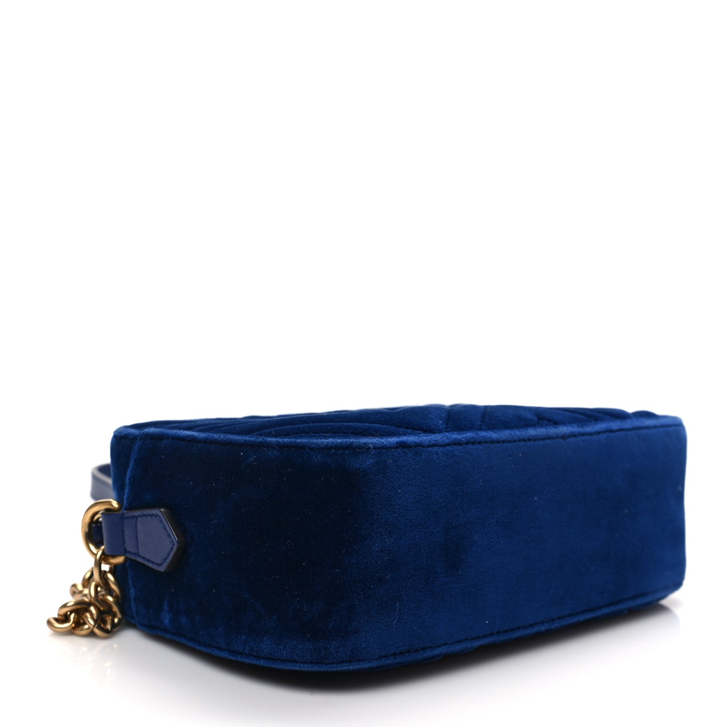 Velvet Matelasse Small GG Marmont Chain Shoulder Bag Cobalt
