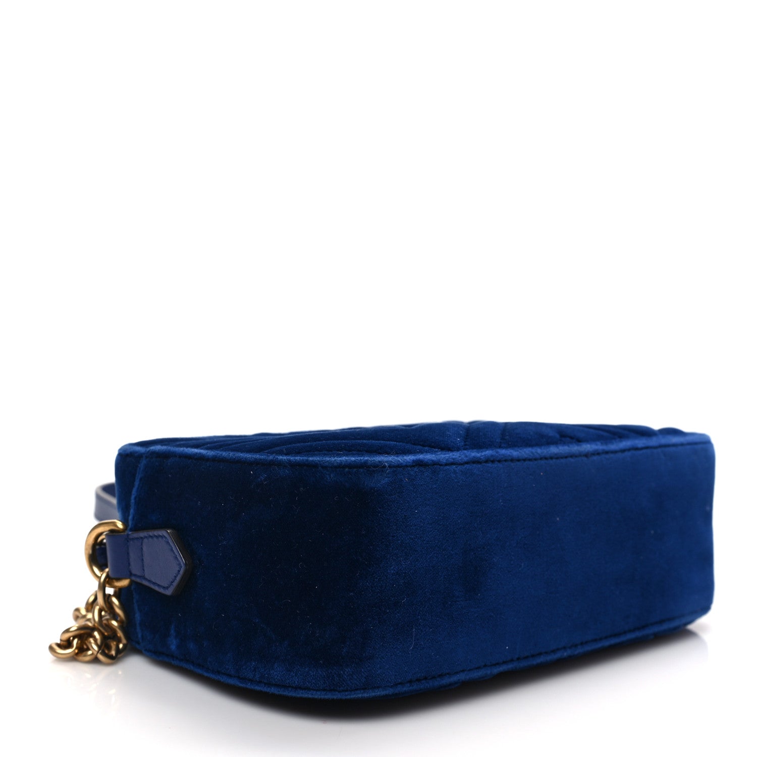 Gucci Velvet Matelasse Small GG Marmont Chain Shoulder Bag Cobalt 4 of 9