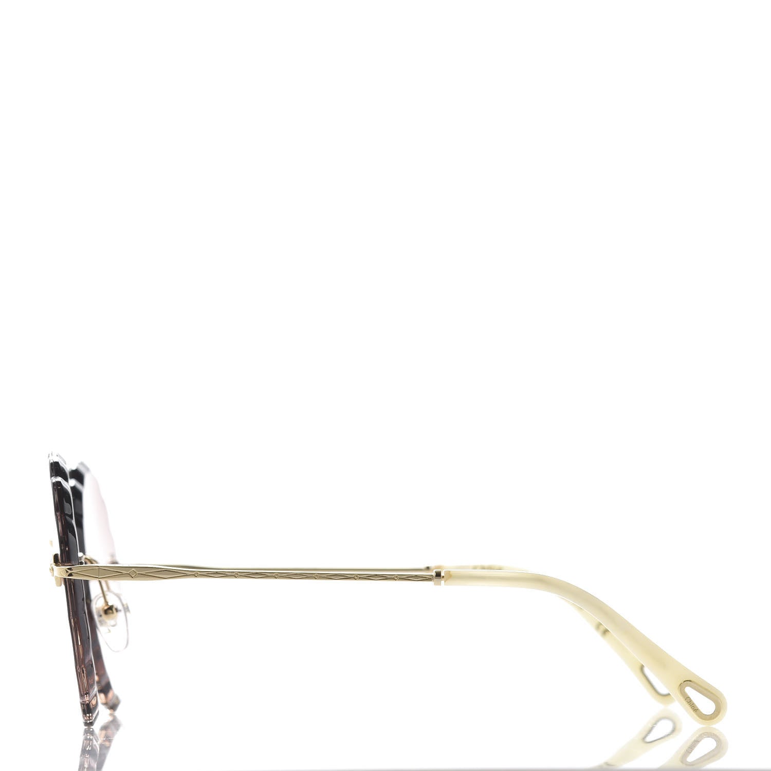 Chloe Rosie Bevelled Round Sunglasses CE142S Gold Gradient Coral 3 of 8
