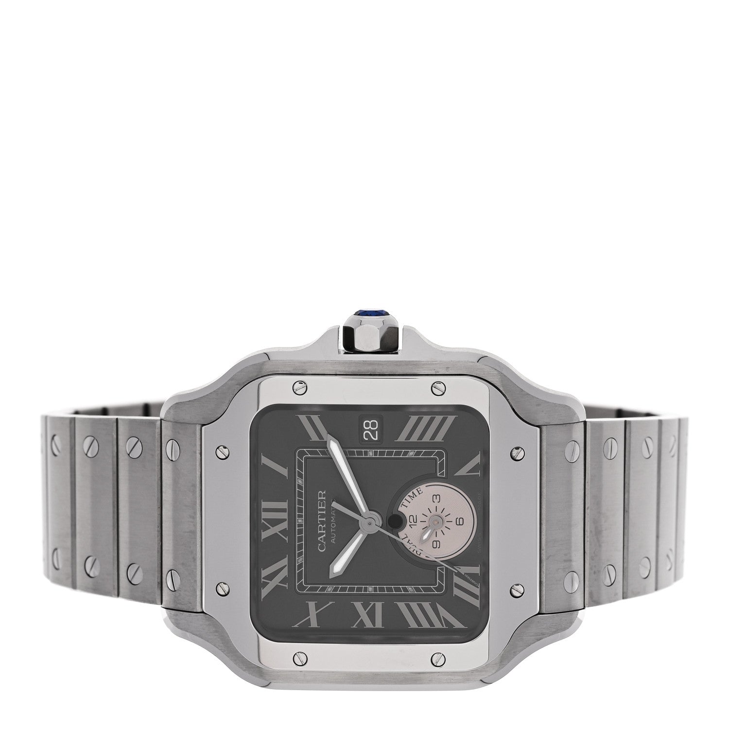 Cartier Stainless Steel 40mm Santos Dual Time Automatic Watch Grey 2 of 6