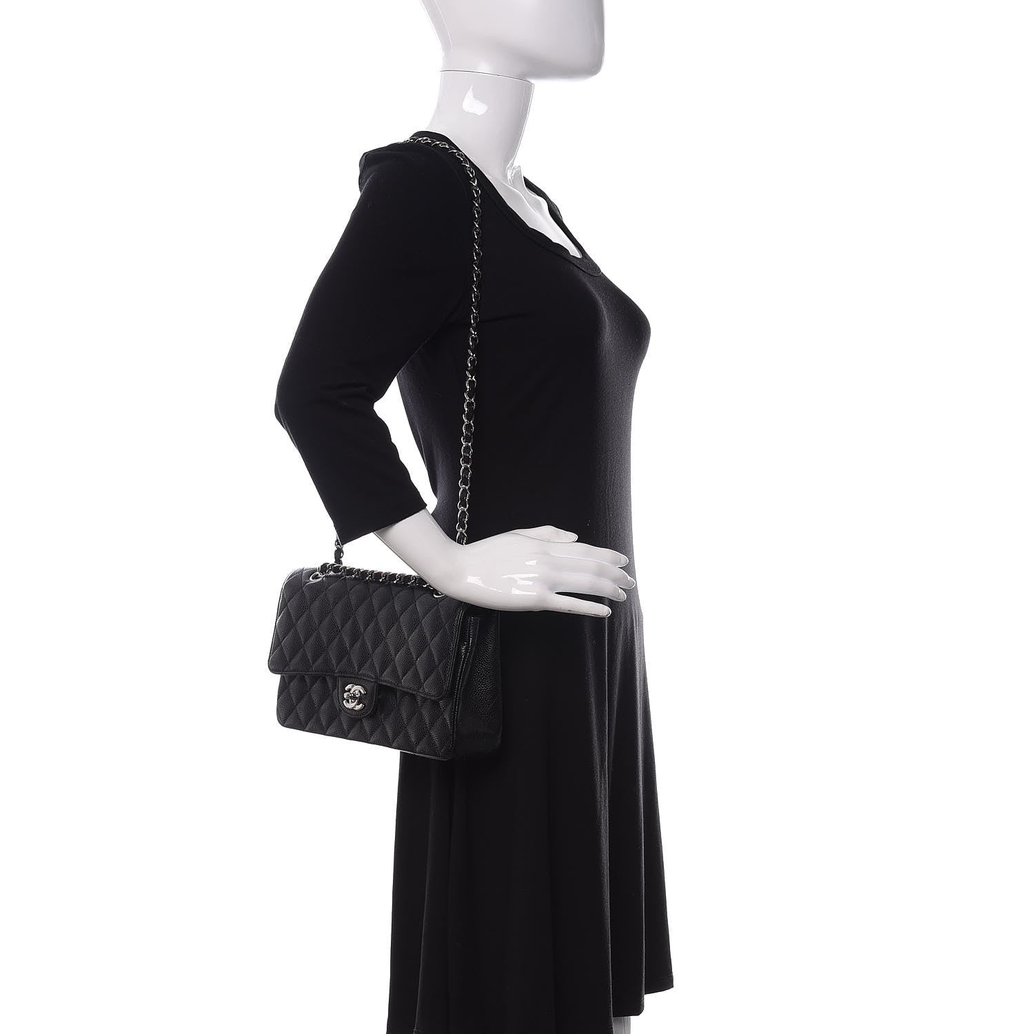 Chanel Caviar Quilted Medium Double Flap Black 2 of 13