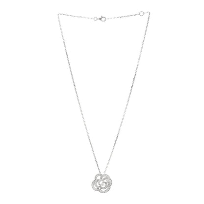 Chanel 18K White Gold Diamond Small Fil De Camelia Pendant Necklace 3 of 5