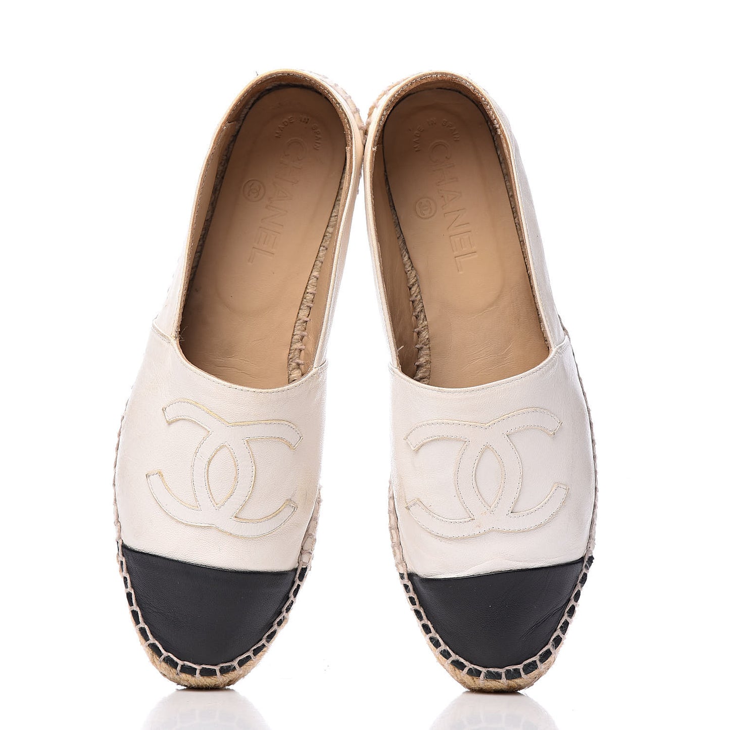 Lambskin CC Espadrilles 38 White Black