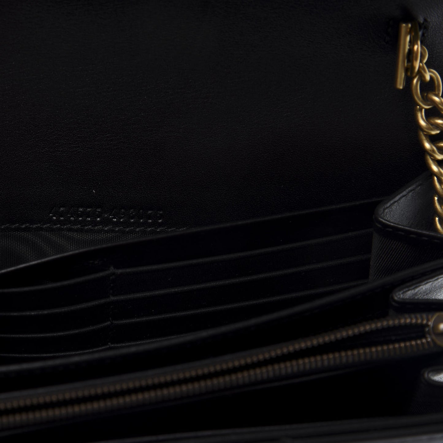 Calfskin Matelasse GG Marmont Chain Wallet Black