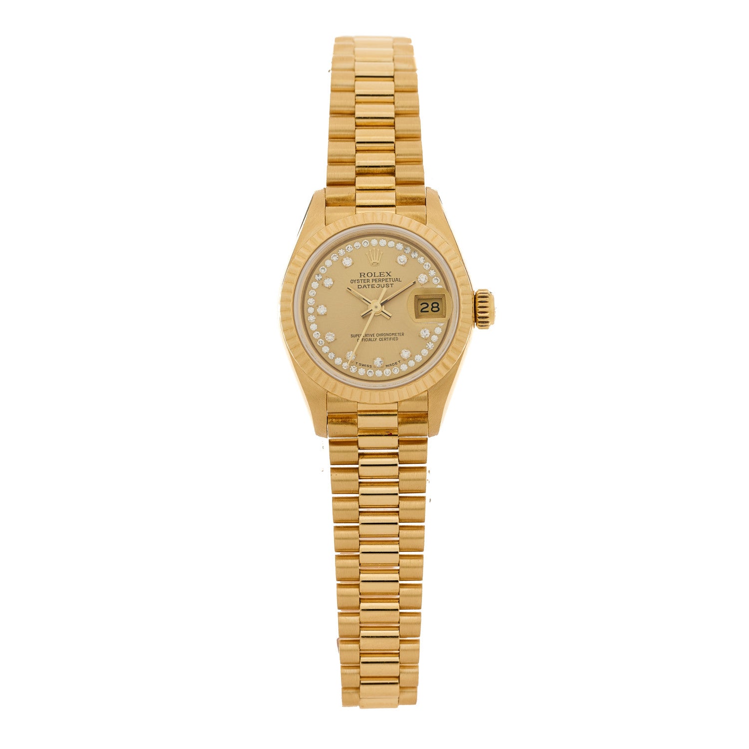 Rolex 18K Yellow Gold Diamond 26mm Datejust President Watch Champagne 69178 1 of 4