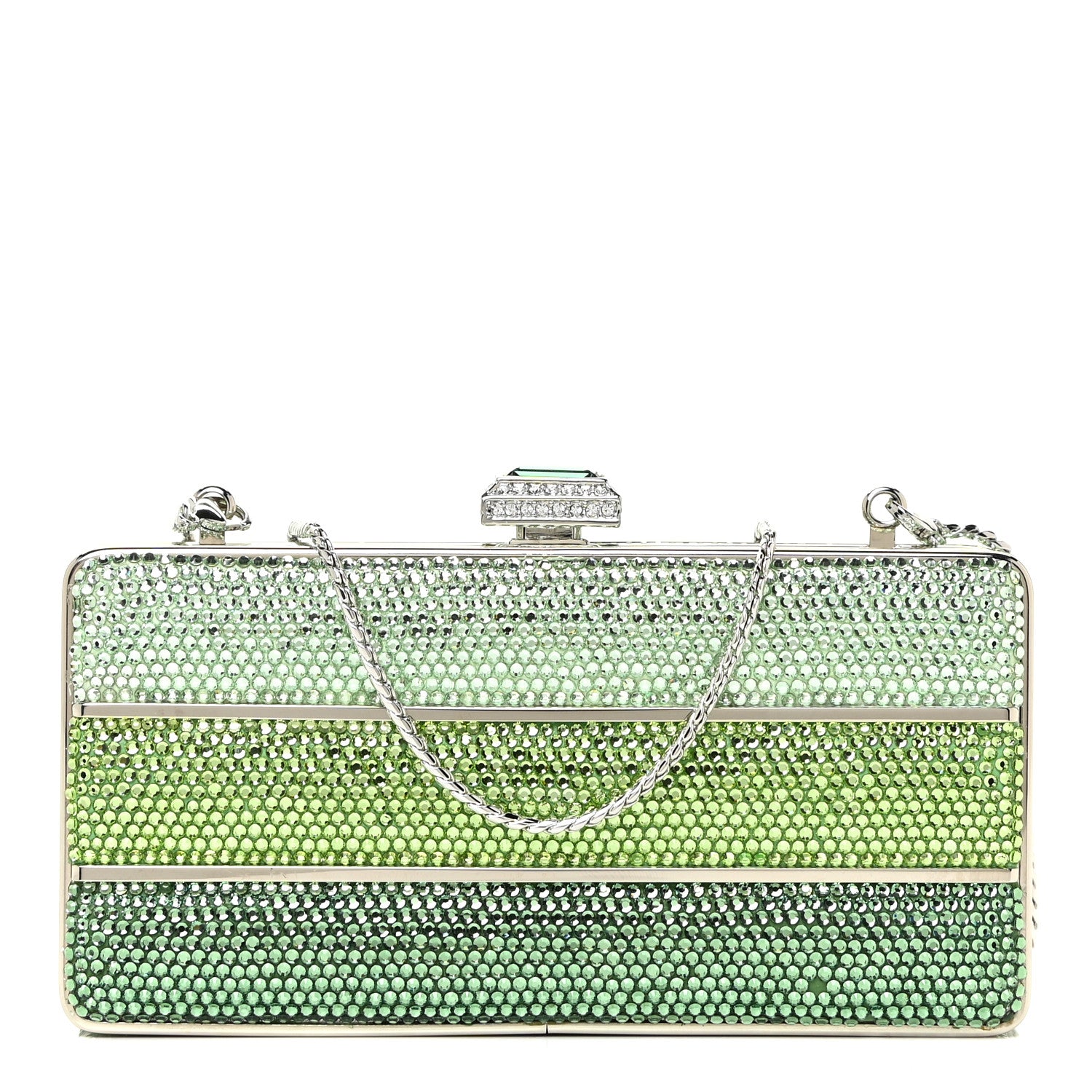 Judith Leiber Swarovski Crystal Minaudiere Clutch Green 1 of 8
