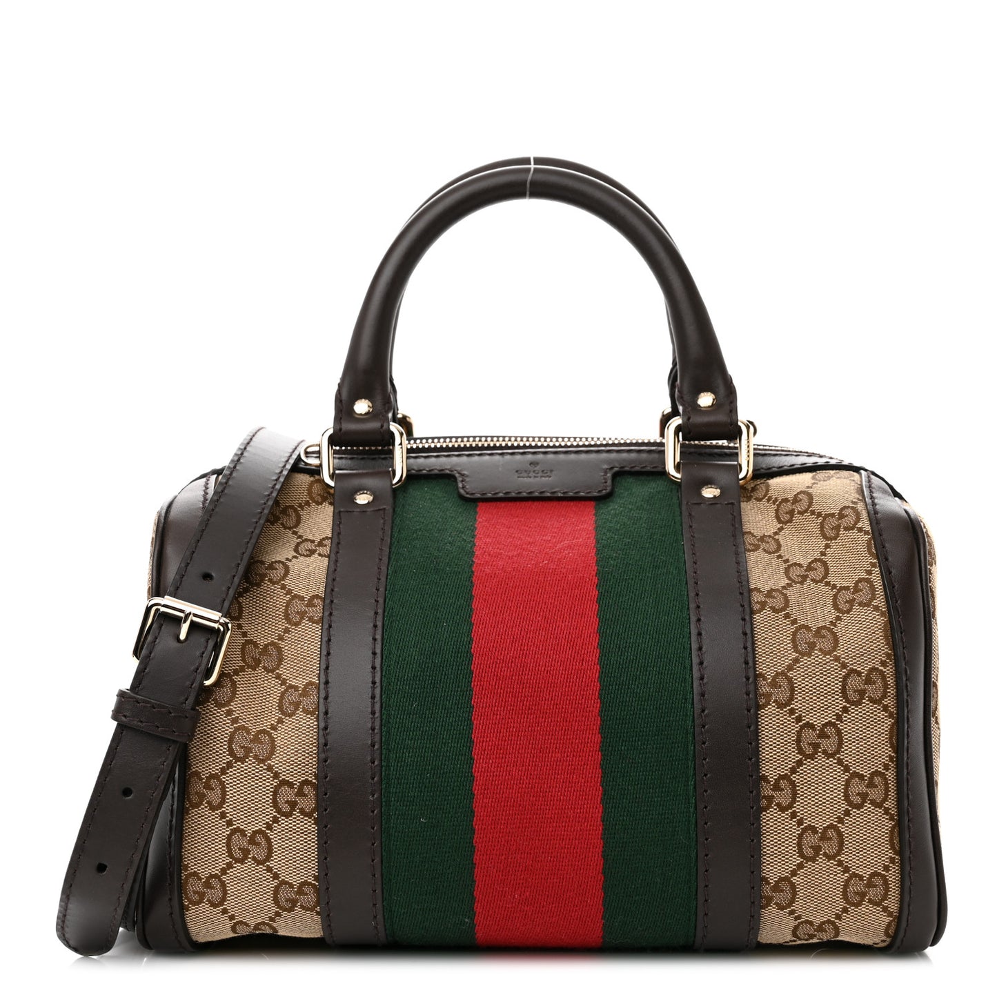 Monogram Vintage Web Small Boston Dark Brown