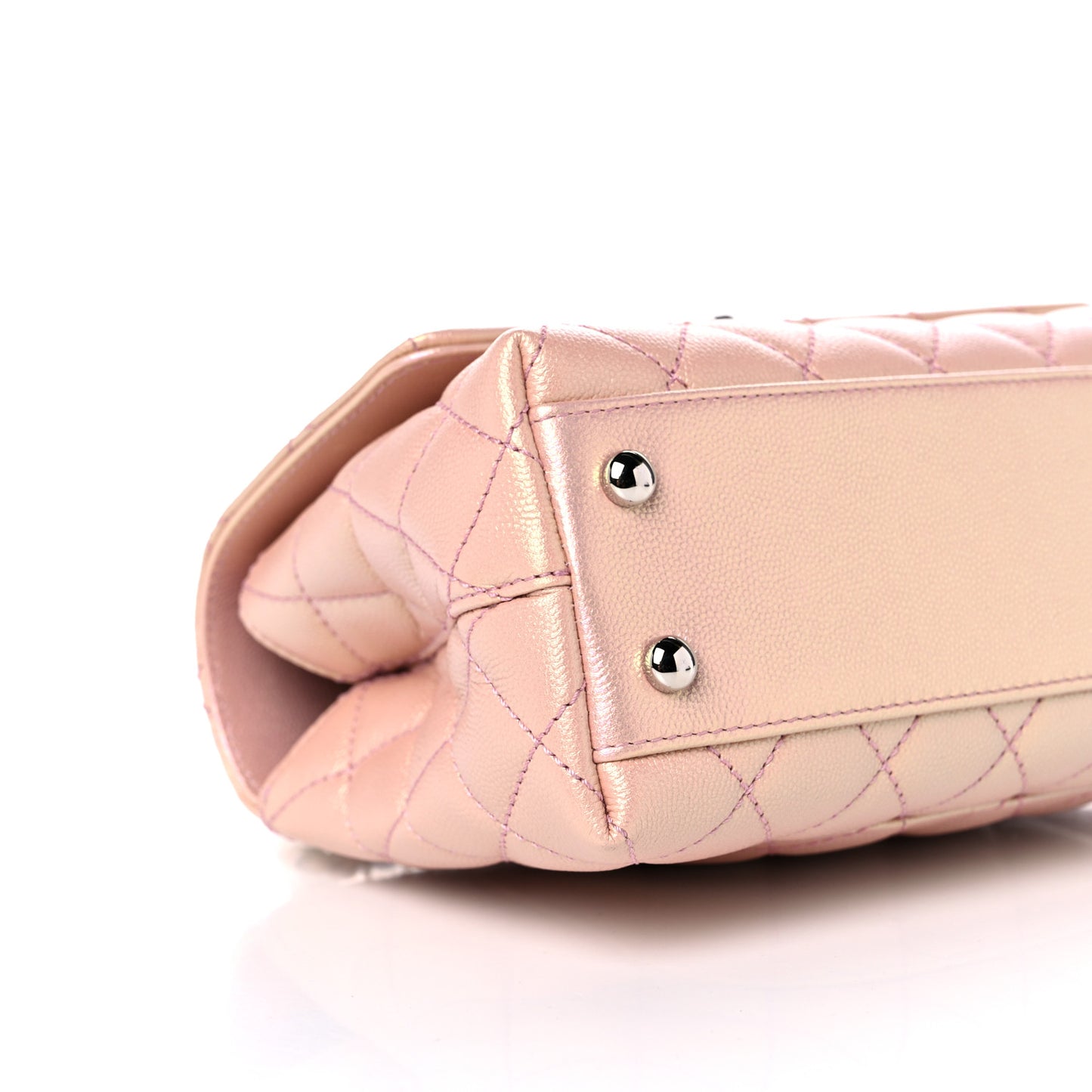 Iridescent Caviar Quilted Mini Coco Handle Flap Pink