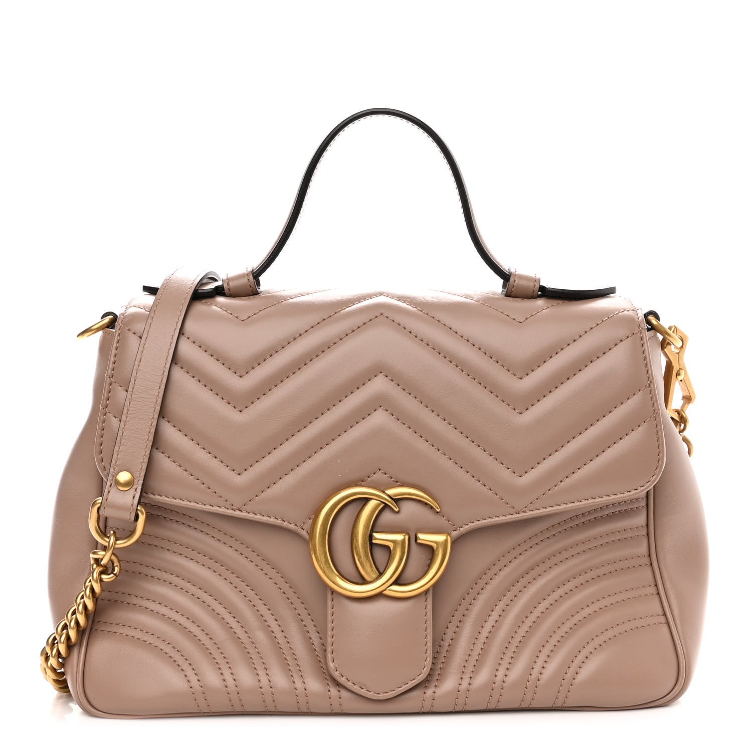 Gucci Calfskin Matelasse Small GG Marmont Top Handle Shoulder Bag Porcelain Rose 1 of 10