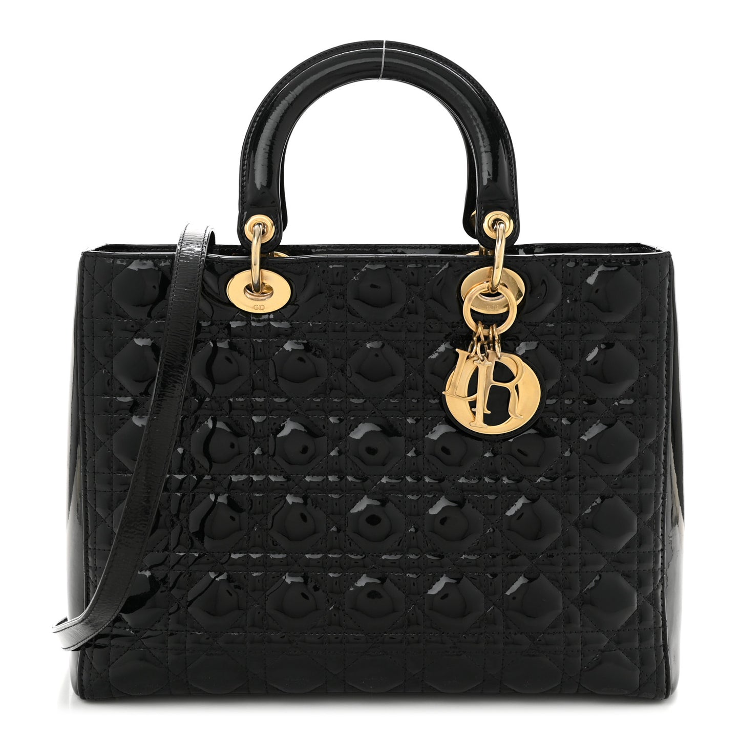 Patent Cannage Large Lady Dior Black
