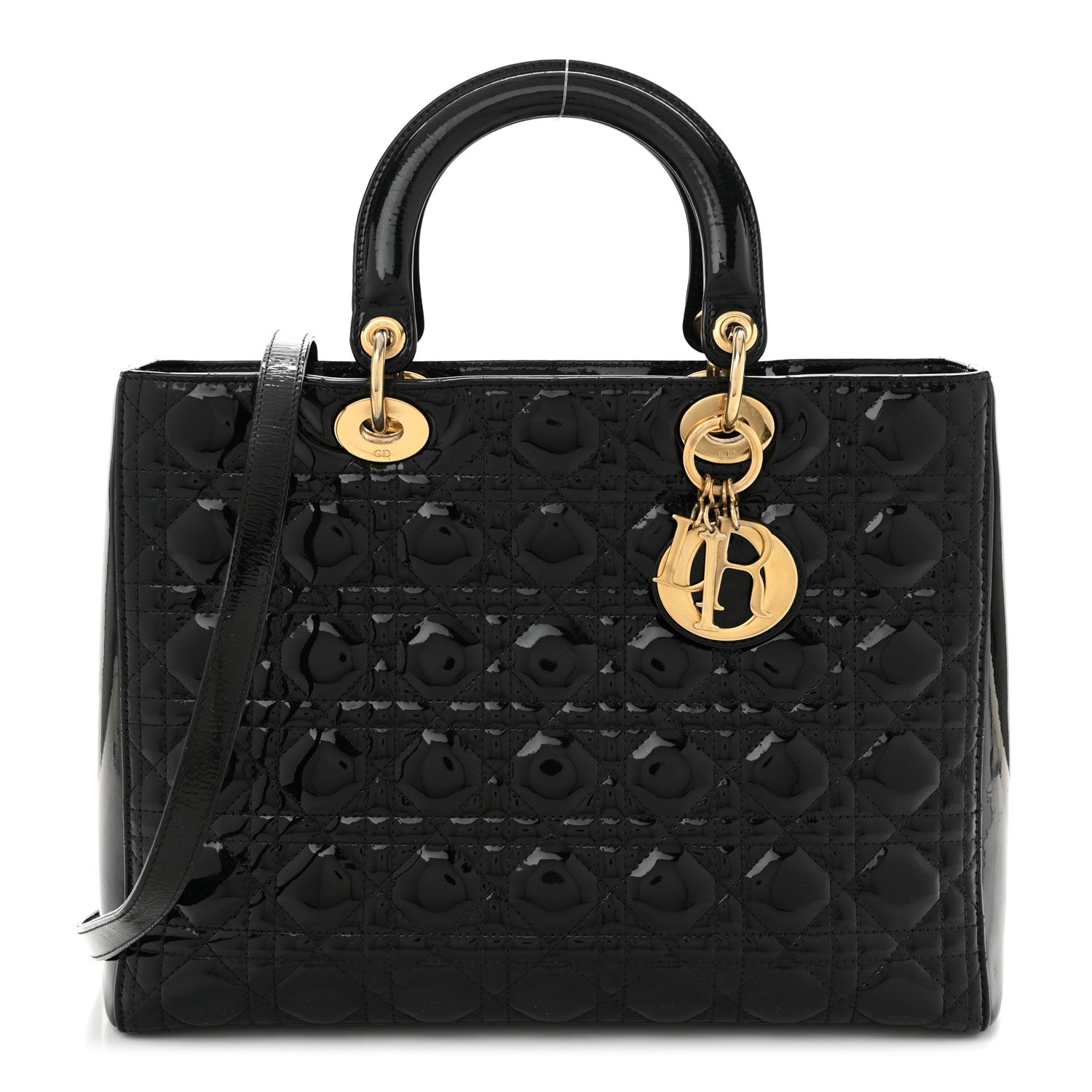 Christian Dior Patent Cannage Large Lady Dior Black 1 of 10